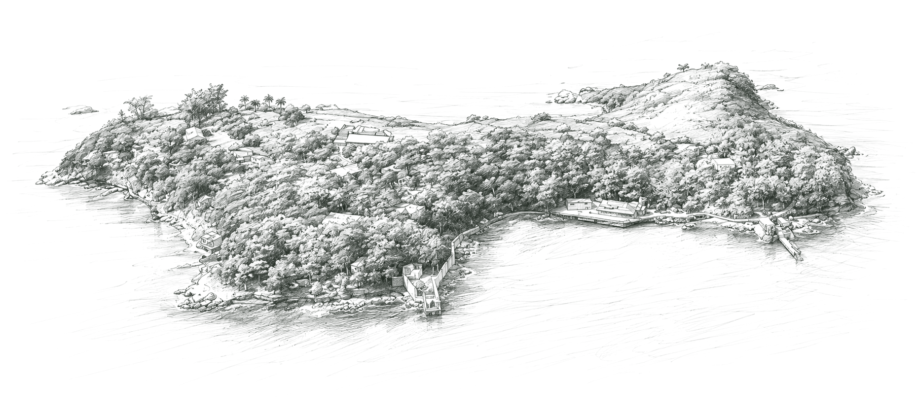 Ilustração do projeto Nas Rocas vista do alto